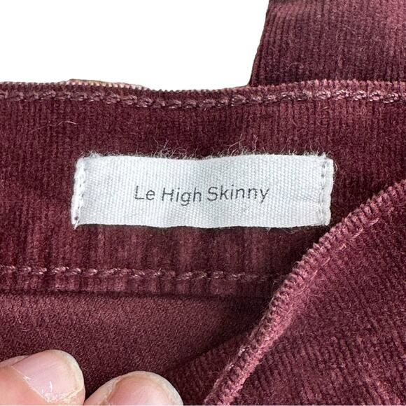 Frame Corduroy Le High Skinny Pants - BURGUNDY Bordeaux - Picture 4 of 8